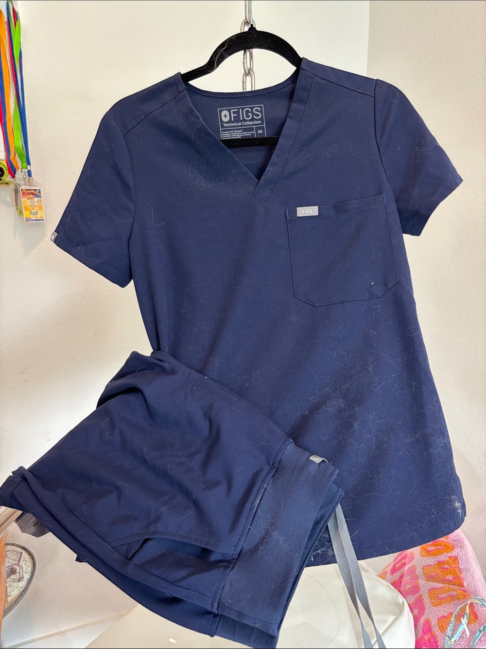 Figs Navy V-Neck Scrub Top and Pants